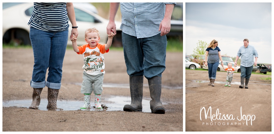 fun with puddles at goose lake autoparts junk yard with mayer mn photographer